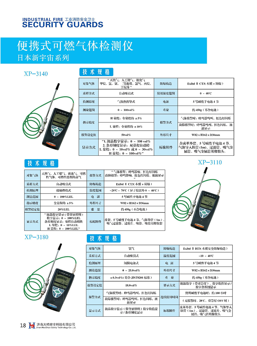 便攜式可燃?xì)怏w檢測儀XP-3110